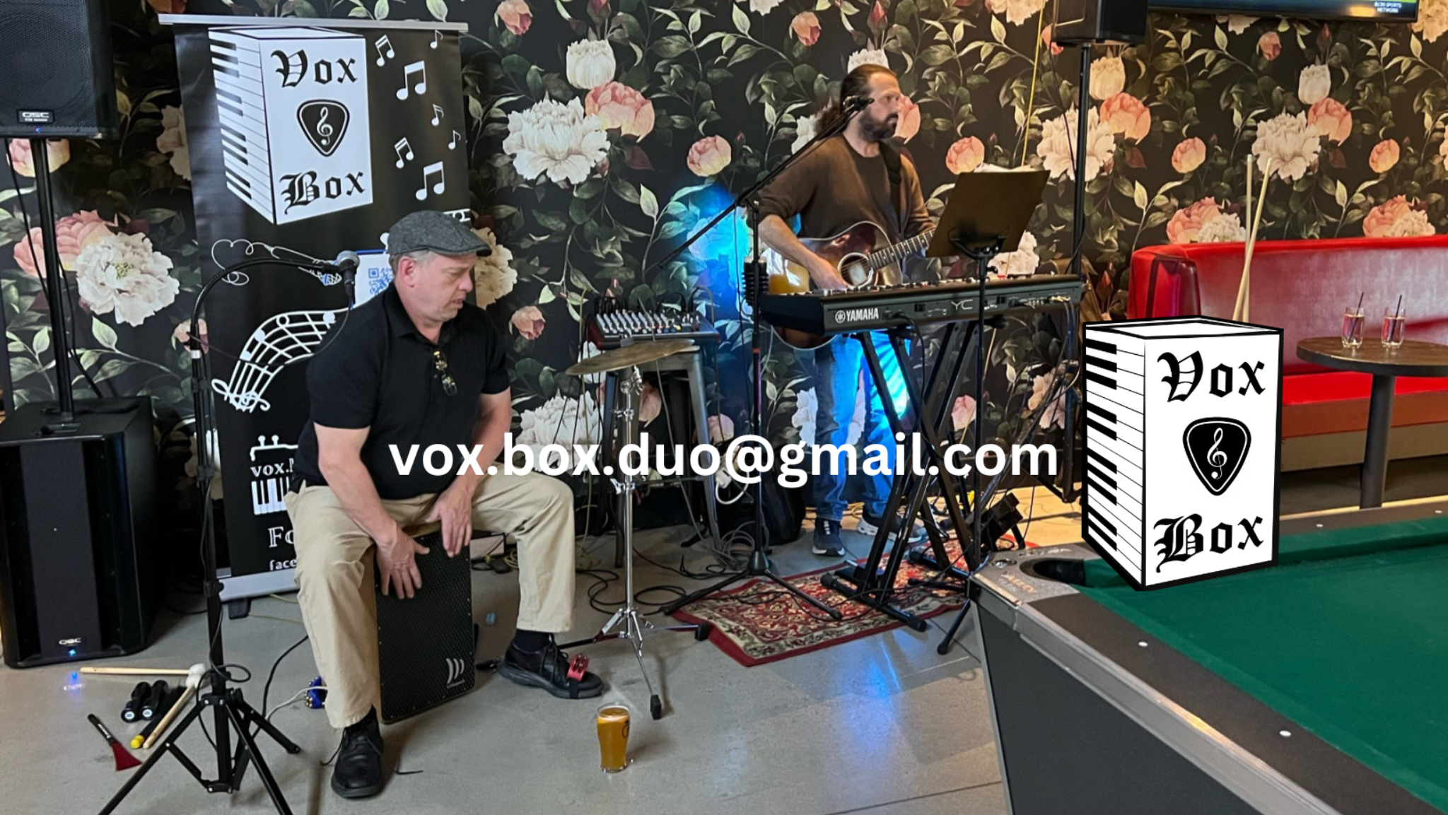 Jim Richard performing live with Vox & Box Duo